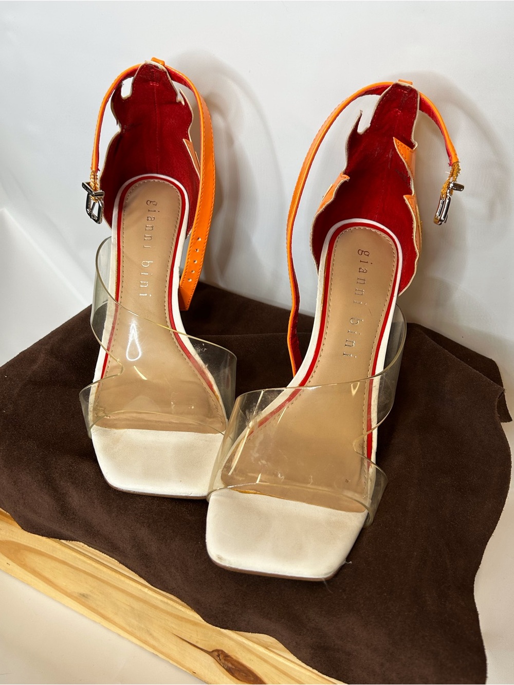 Gianni Bini Orange & red flame Ankle-Strap Heels